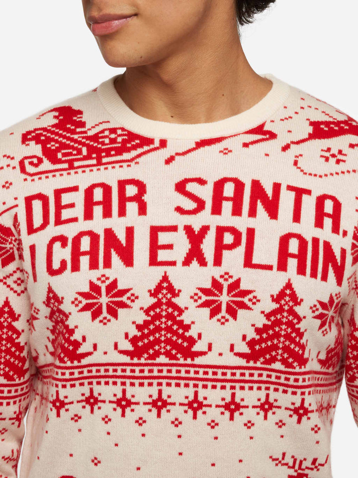 Red sweater Heron with fair isle and Dear Santa jacquard - MC2 Saint Barth