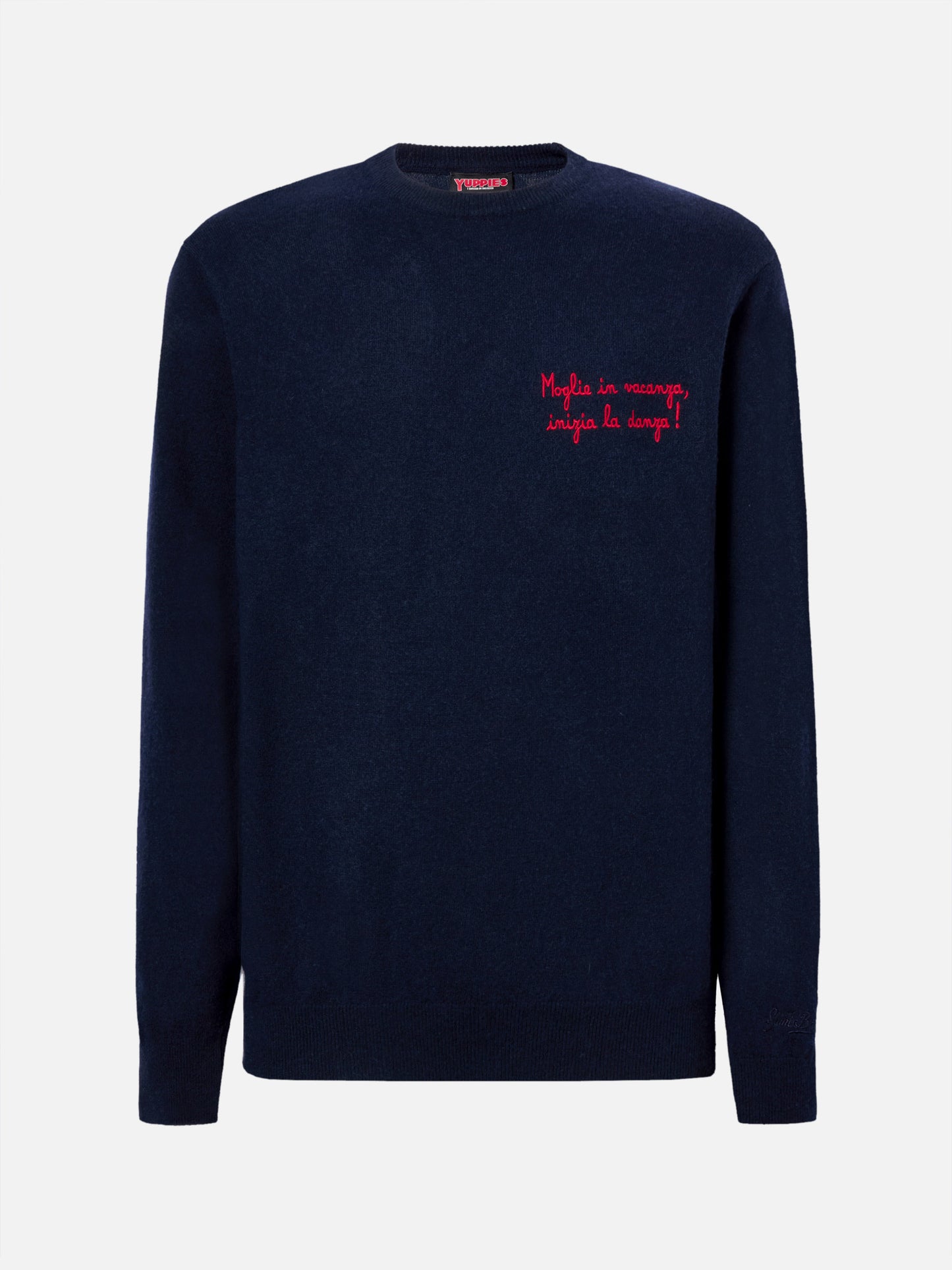 Crewneck sweater Heron Light with Moglie in vacanza inizia la danza embroidery | YUPPIES SPECIAL EDITION