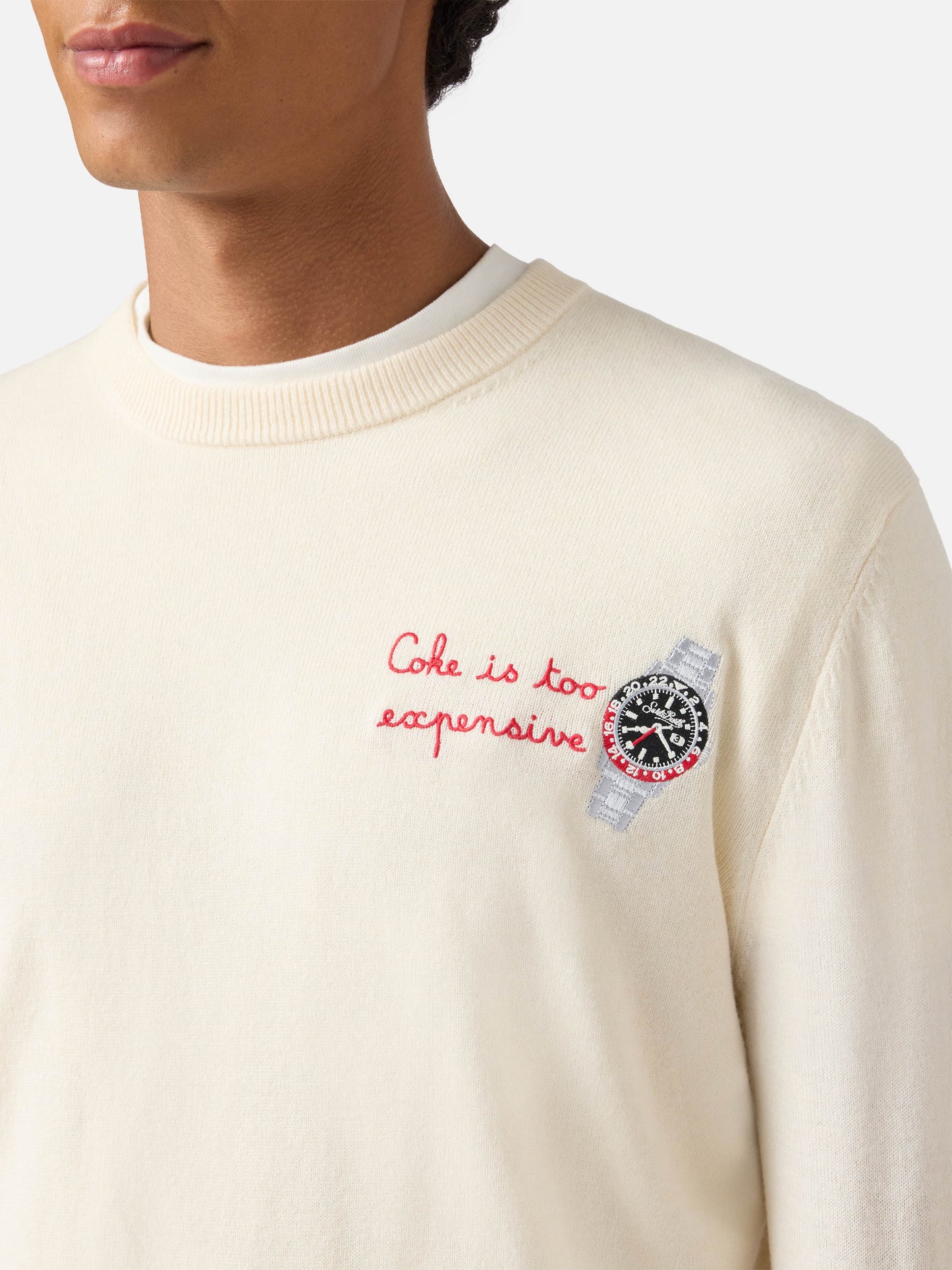 Maglione a girocollo Heron Light con ricamo Coke is too expensive
