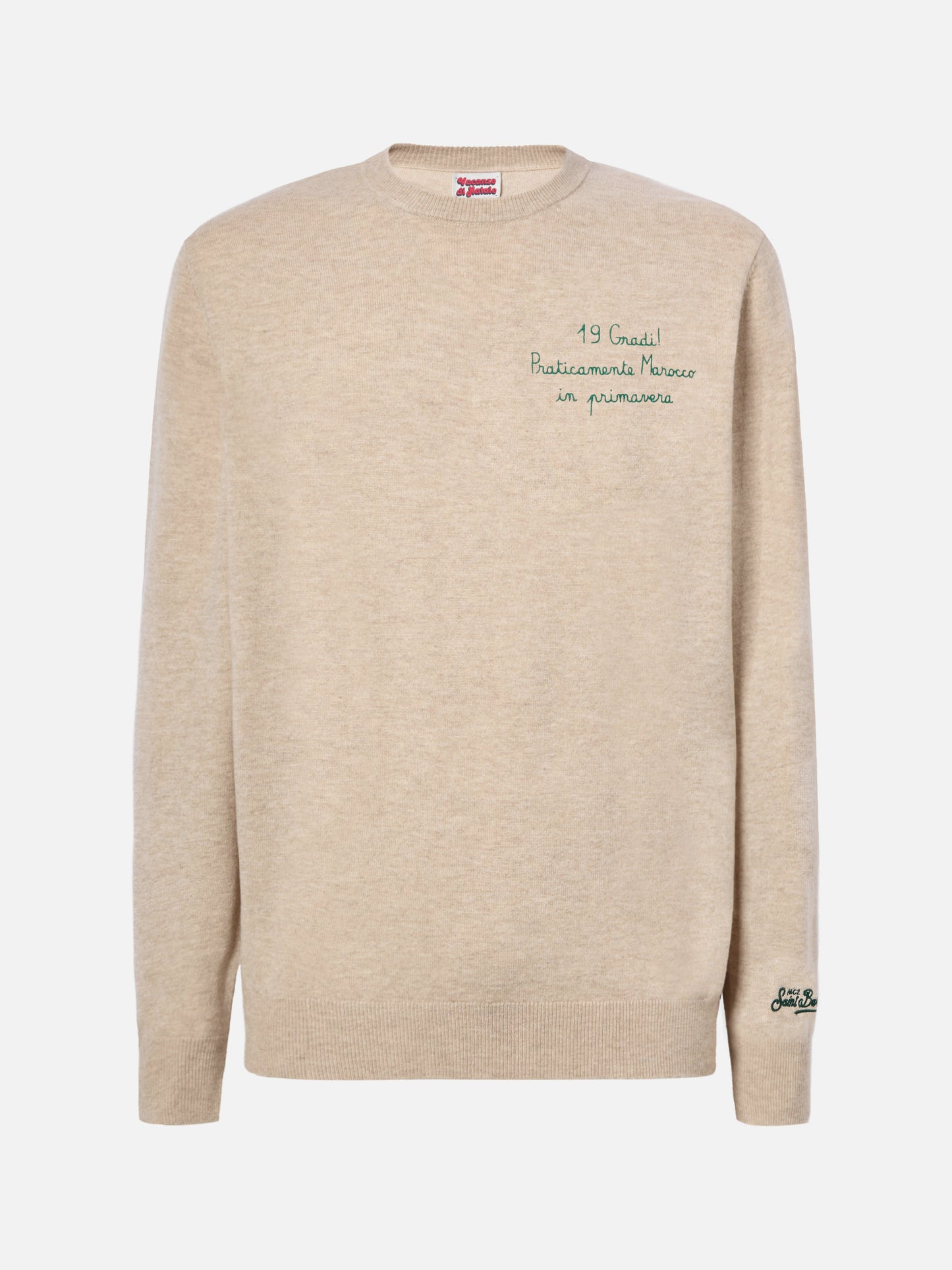 Crewneck sweater Heron Light with 19 gradi. Praticamente Marocco in primavera! embroidery | YUPPIES SPECIAL EDITION
