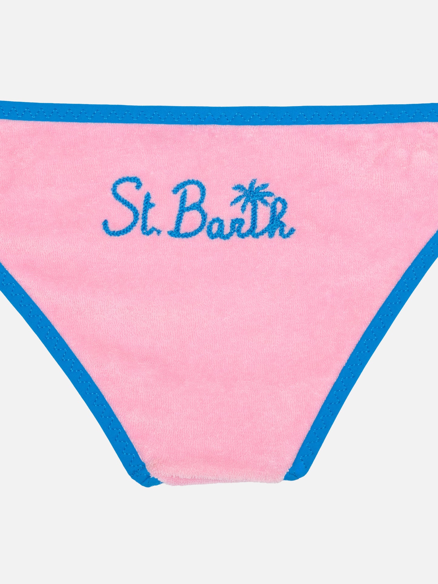 Girl pink triangle bikini with piping - MC2 Saint Barth