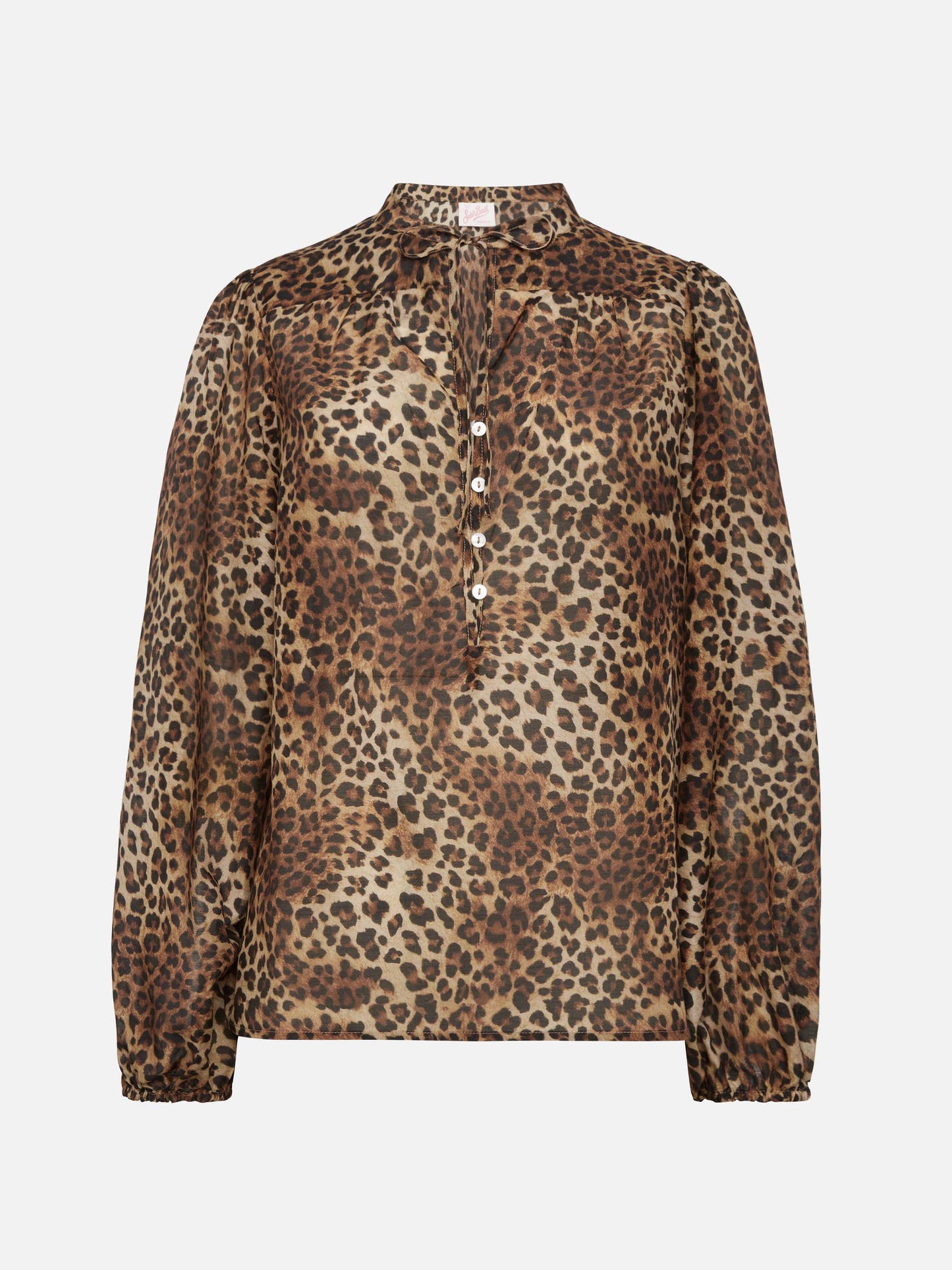 Harper blusa in voile di seta con stampa animalier