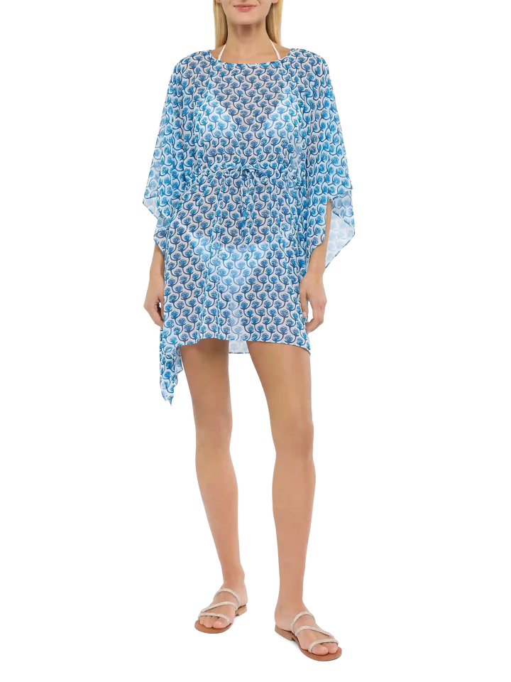 Iria cotton silk kaftan with floral print