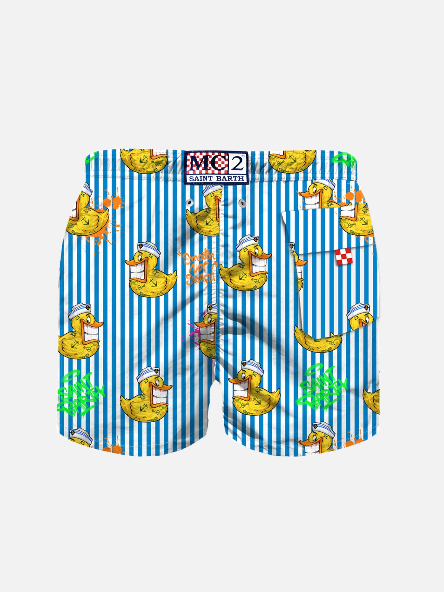 Boy swim shorts with Crypto ducky print | CRYPTO PUPPETS SPECIAL EDITION - MC2 Saint Barth