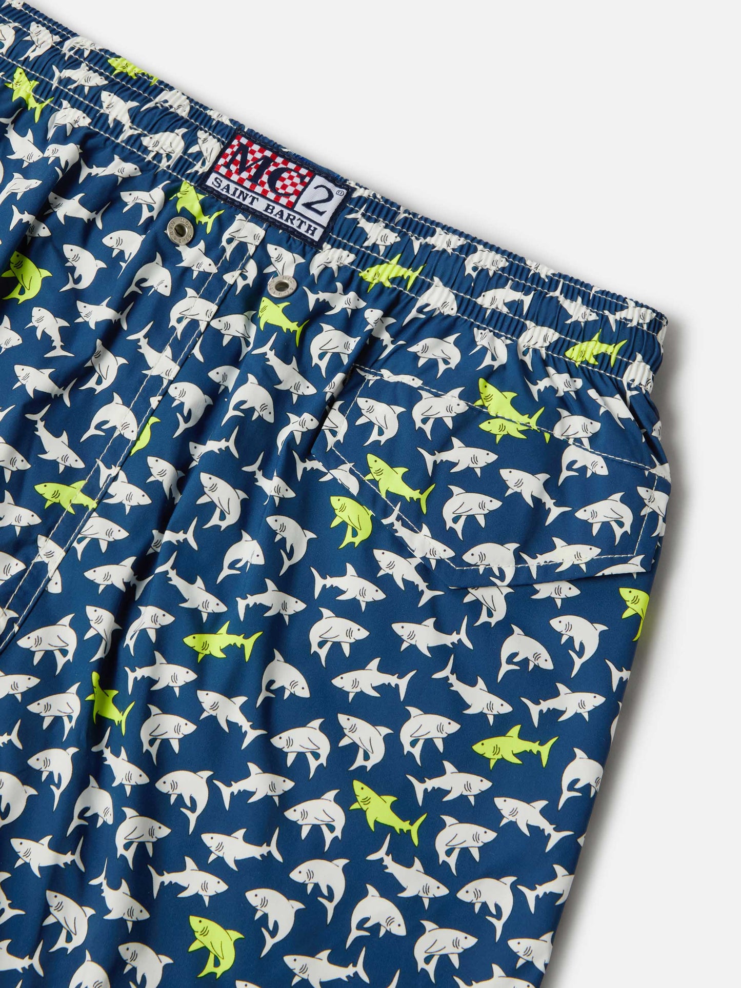 Short de bain Jean Lighting Stretch avec imprimé requins all-over