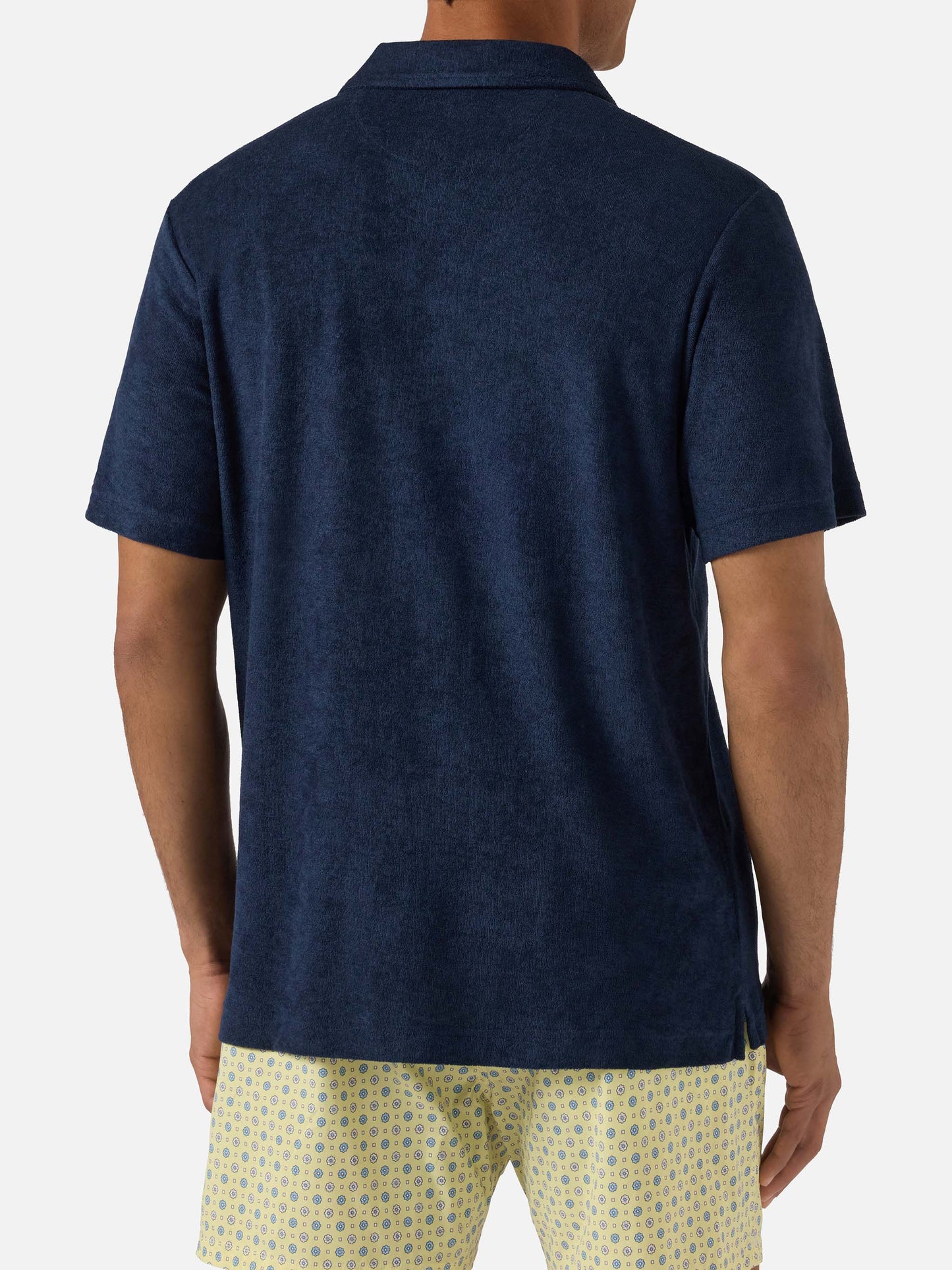 Marineblaues Jeremy Poloshirt aus Baumwolle mit Frottee-Effekt