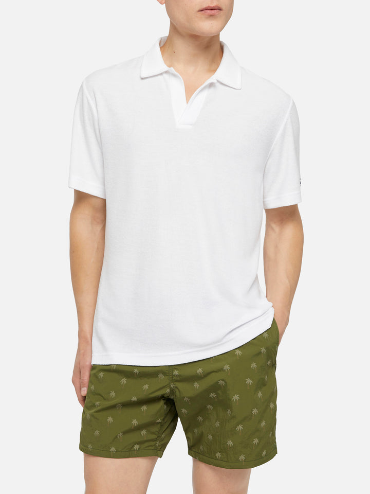 Weißes Frottee-Poloshirt „Jeremy“