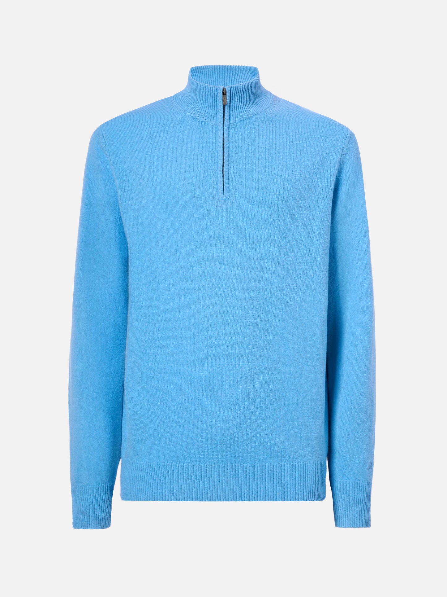 Pullover a mezza zip Jermyn in 100% lambswool azzurro polvere