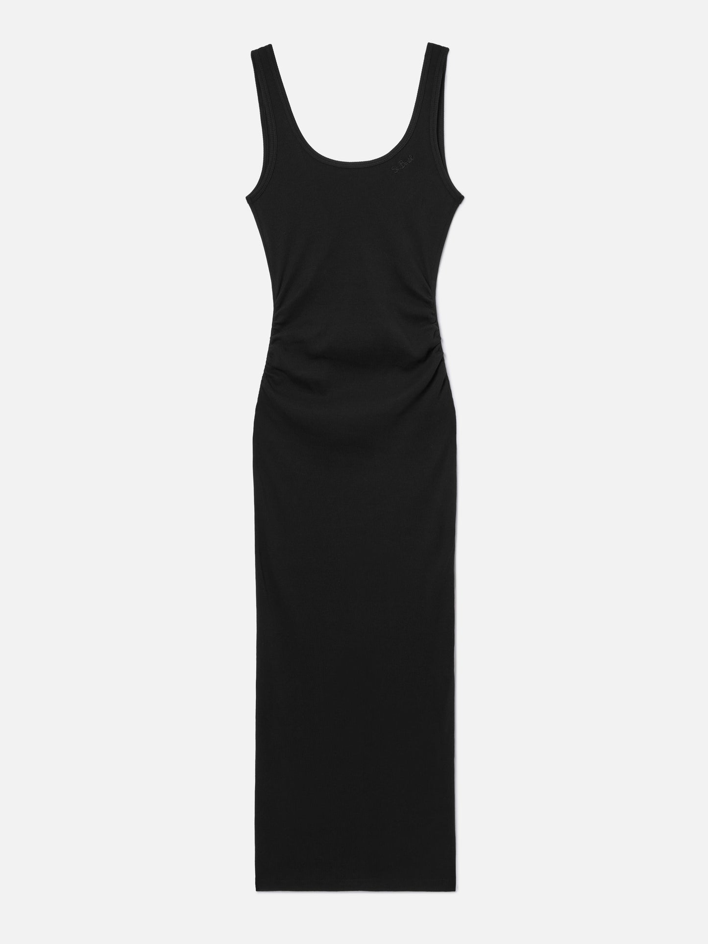 Robe midi Jennifer en tissu de coton stretch côtelé noir