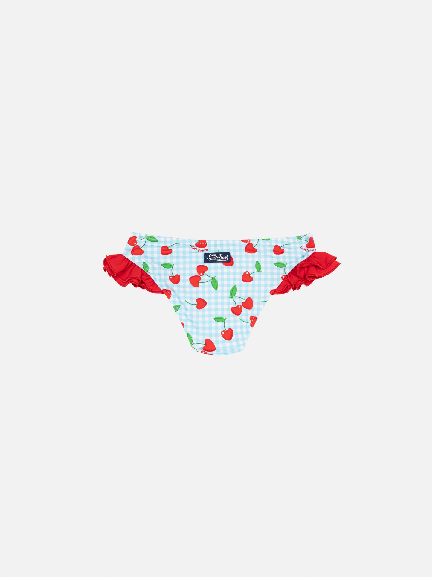 Kelly ruffled swim briefs with cherry and gingham print - MC2 Saint Barth