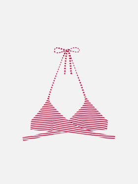 Wrap triangle top with red striped print