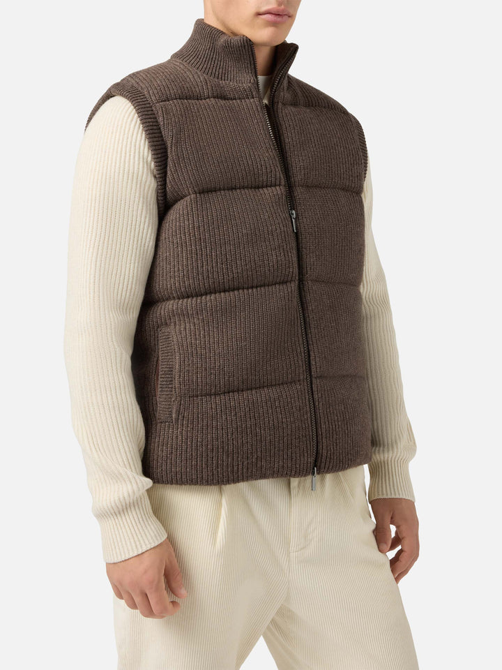 Gilet imbottito Leeds Knit nocciola