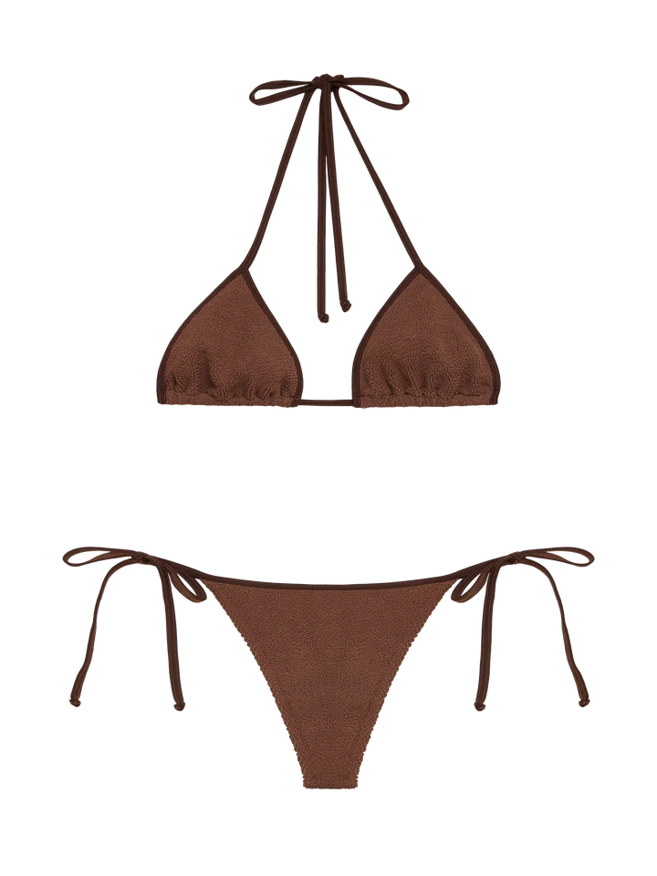 Classic crinkle triangle bikini Leah Norah in brown - MC2 Saint Barth