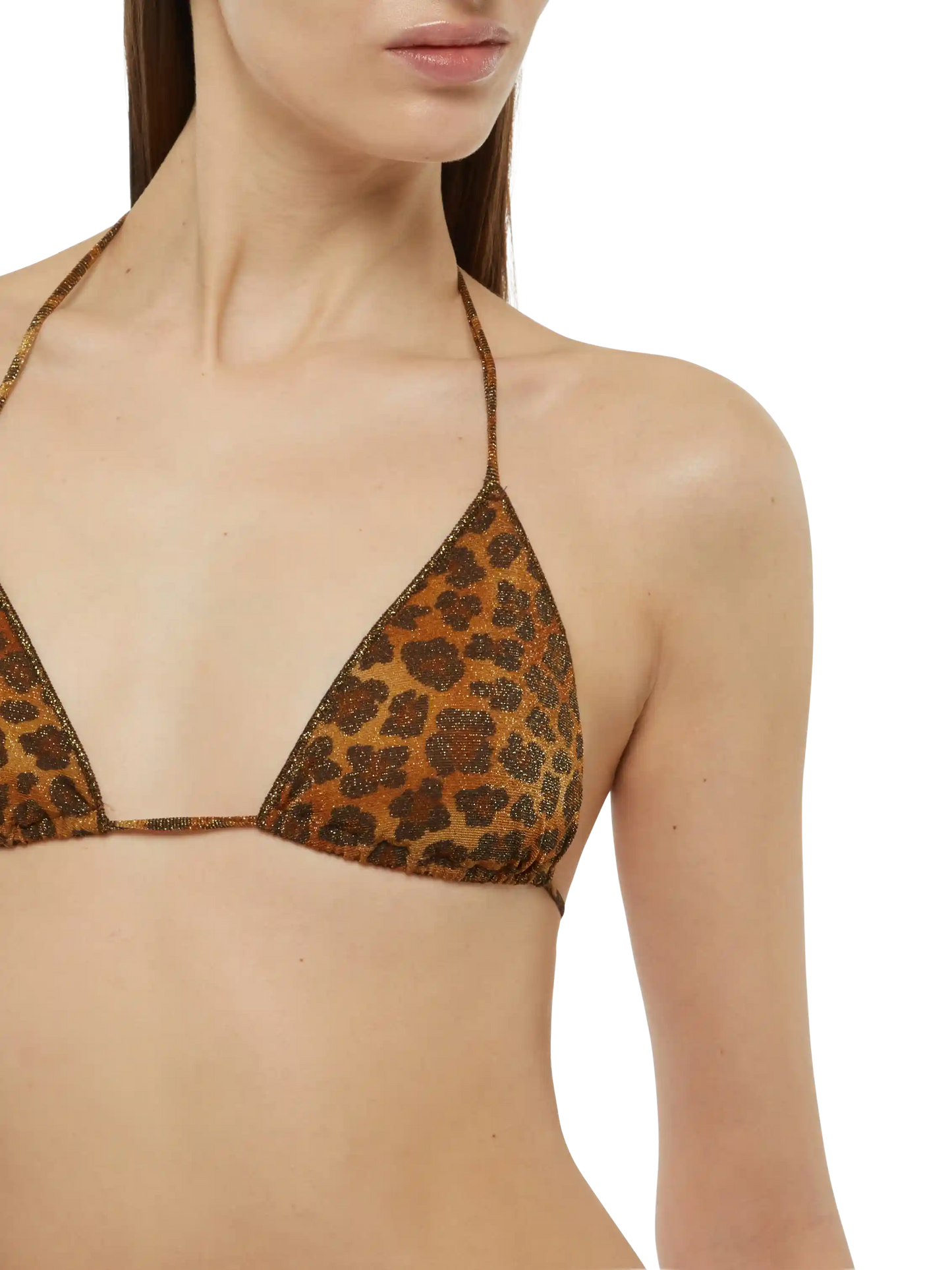 Leah lurex triangle top with animalier print - MC2 Saint Barth