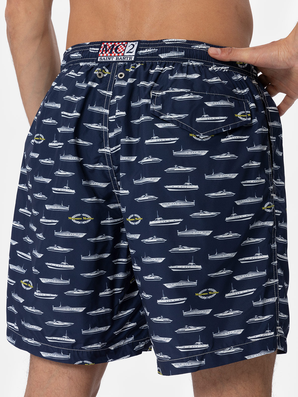 Man light fabric swim shorts with Magnum Marine print | MAGNUM MARINE SPECIAL EDITION