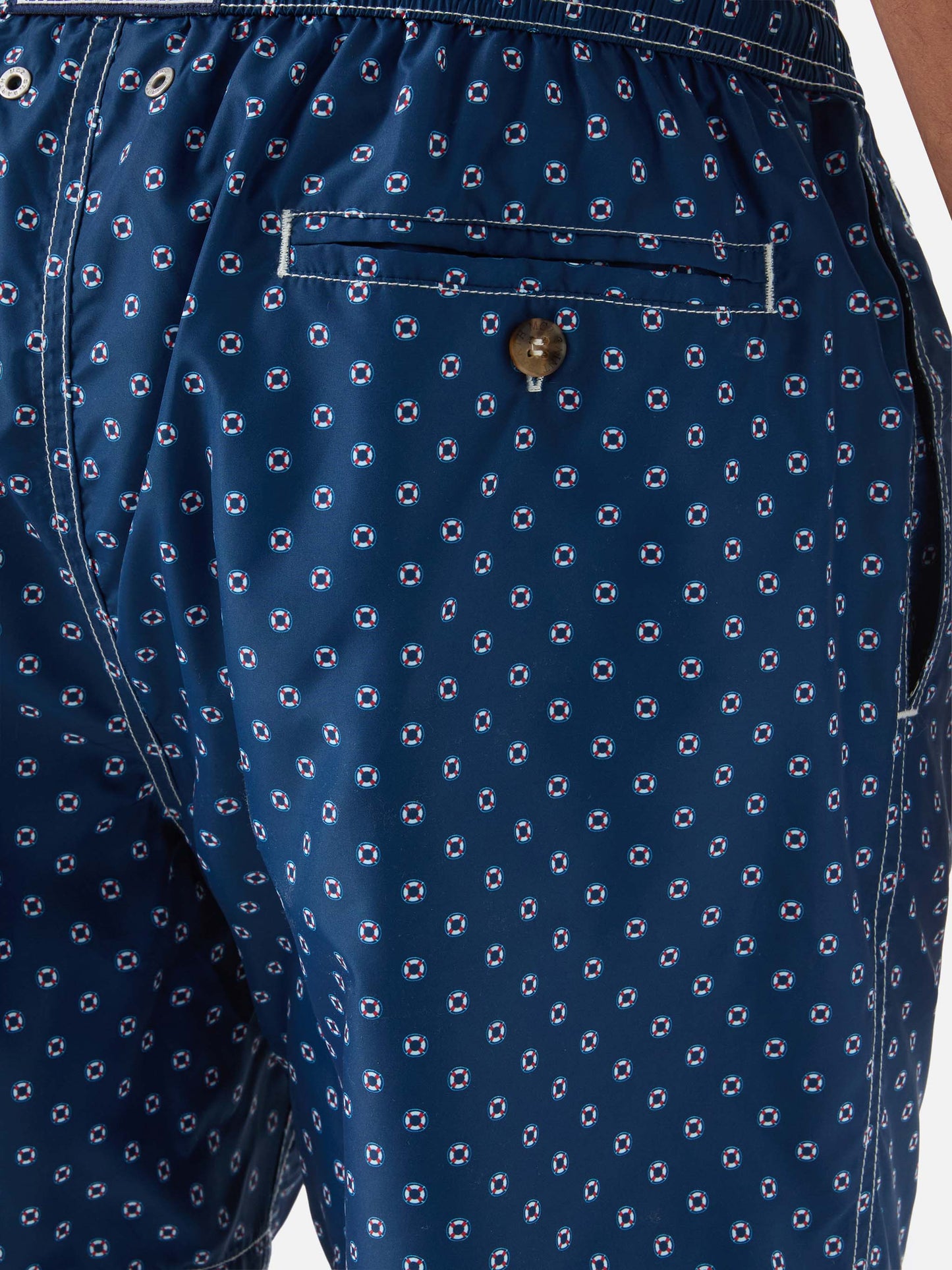 Short de bain Micro Navy Lighting avec imprimé mini bouée de sauvetage