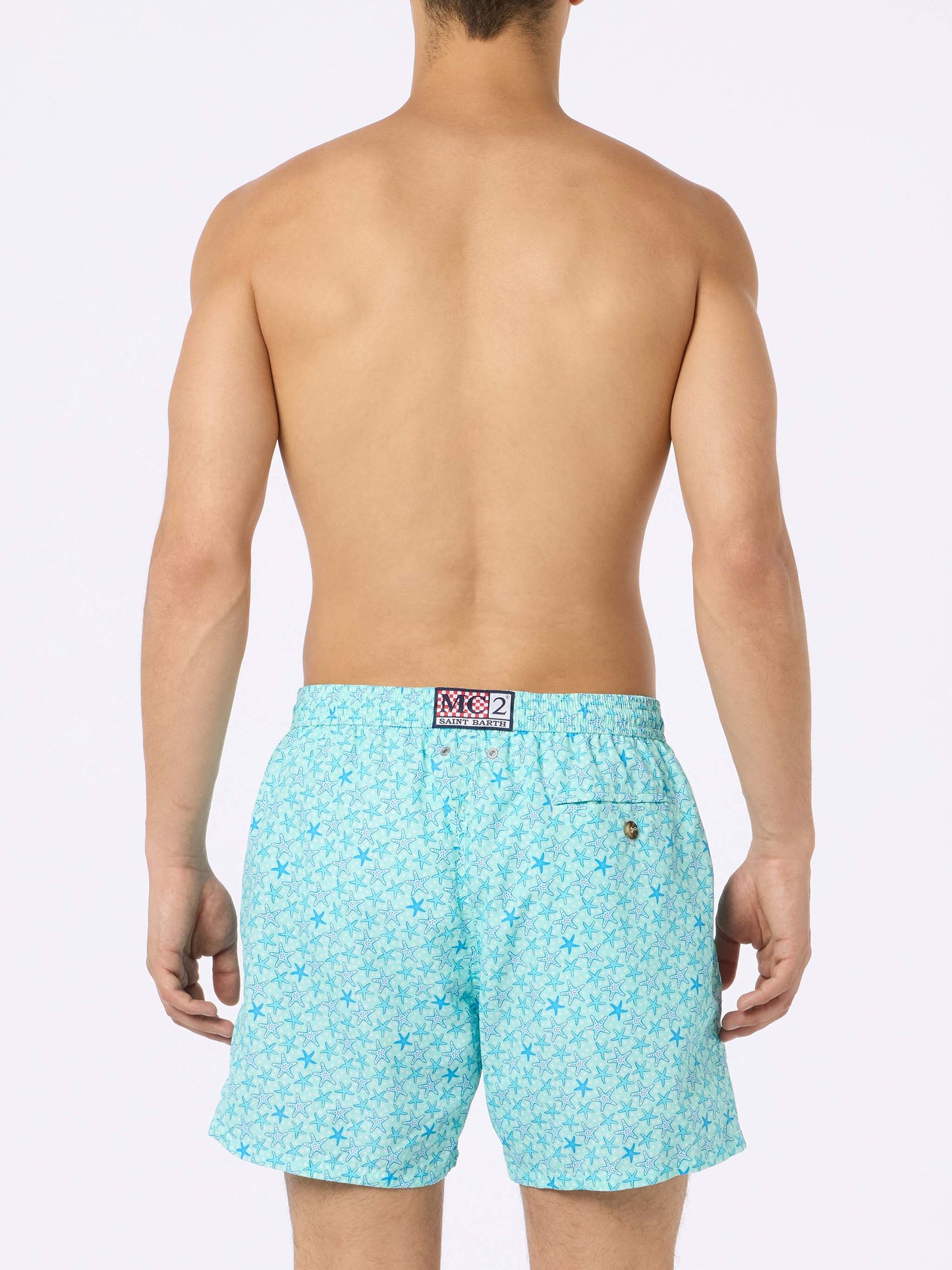 Man lightweight fabric swim-shorts Lighting Micro Fantasy with starfishes print - MC2 Saint Barth