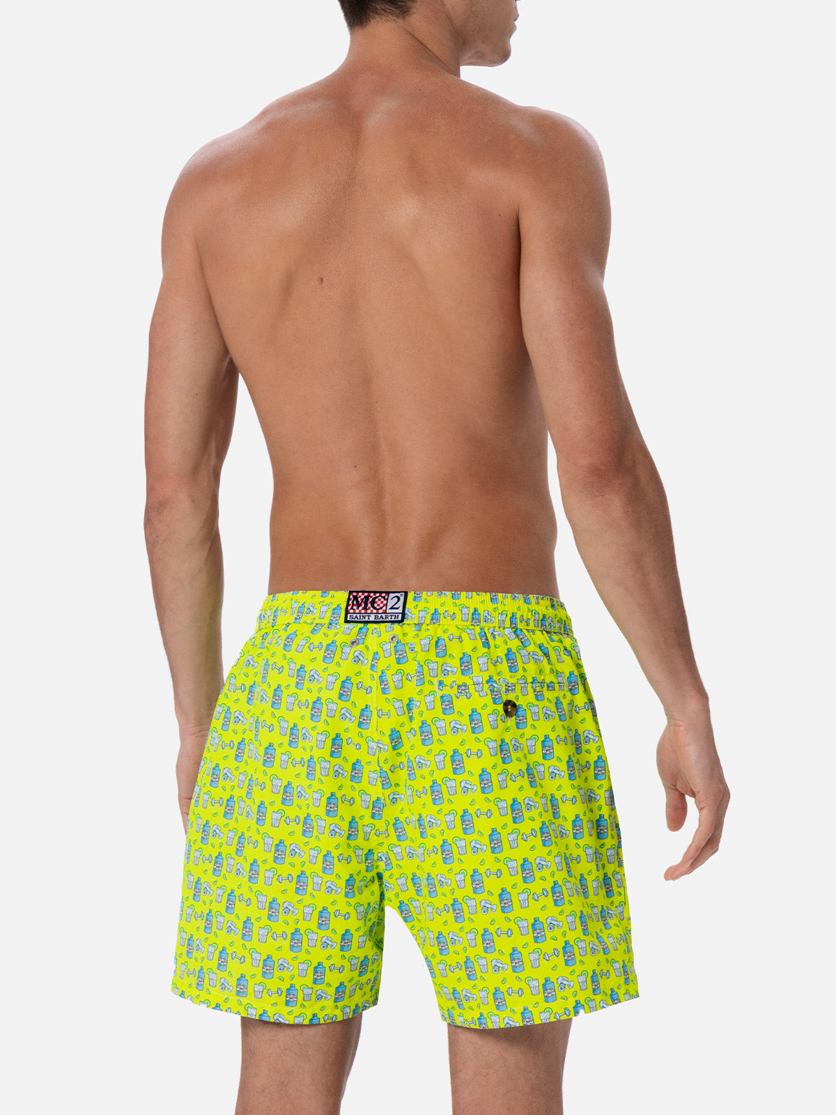 Man lightweight fabric swim-shorts Lighting Micro Fantasy with gym and gin print - MC2 Saint Barth