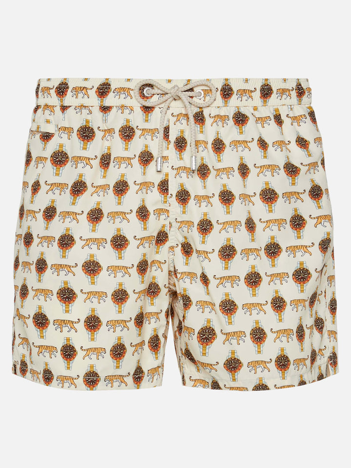 Costume mare Lighting in tessuto leggero con stampa orologi