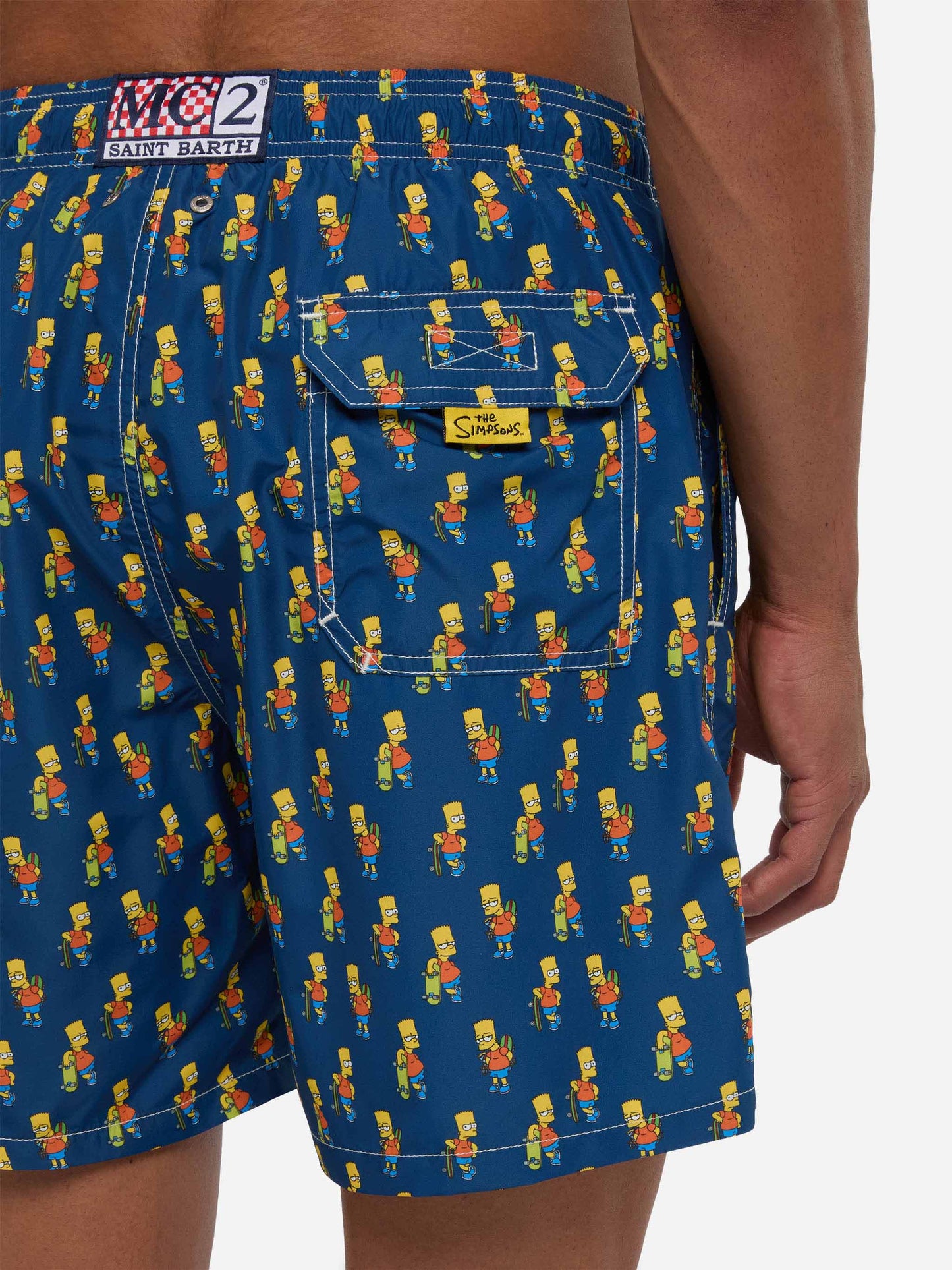 Man light fabric swim shorts with skater Bart print | THE SIMPSONS SPECIAL EDITION