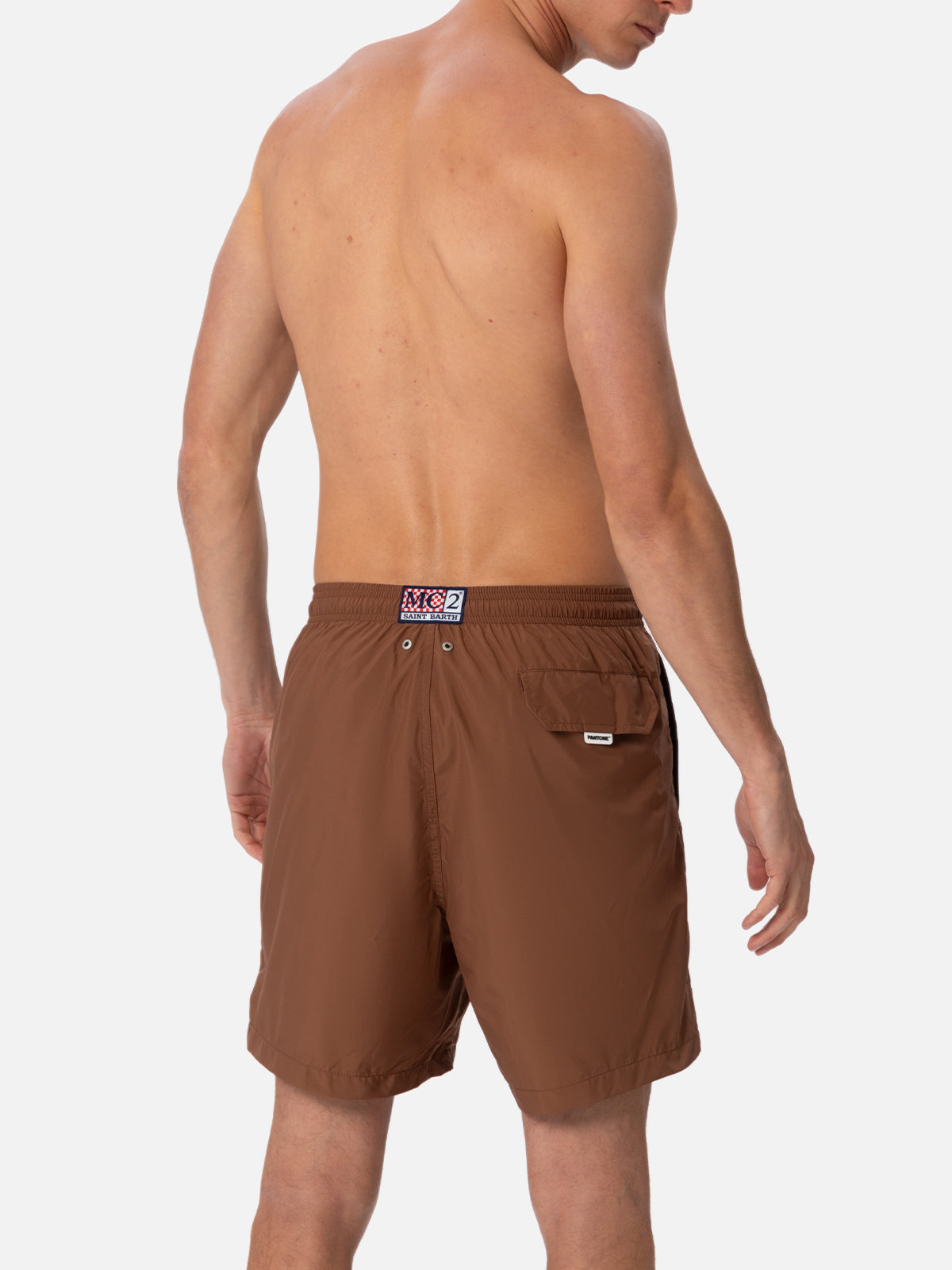 Man lightweight fabric brown swim shorts Lighting Pantone | PANTONE® SPECIAL EDITION - MC2 Saint Barth