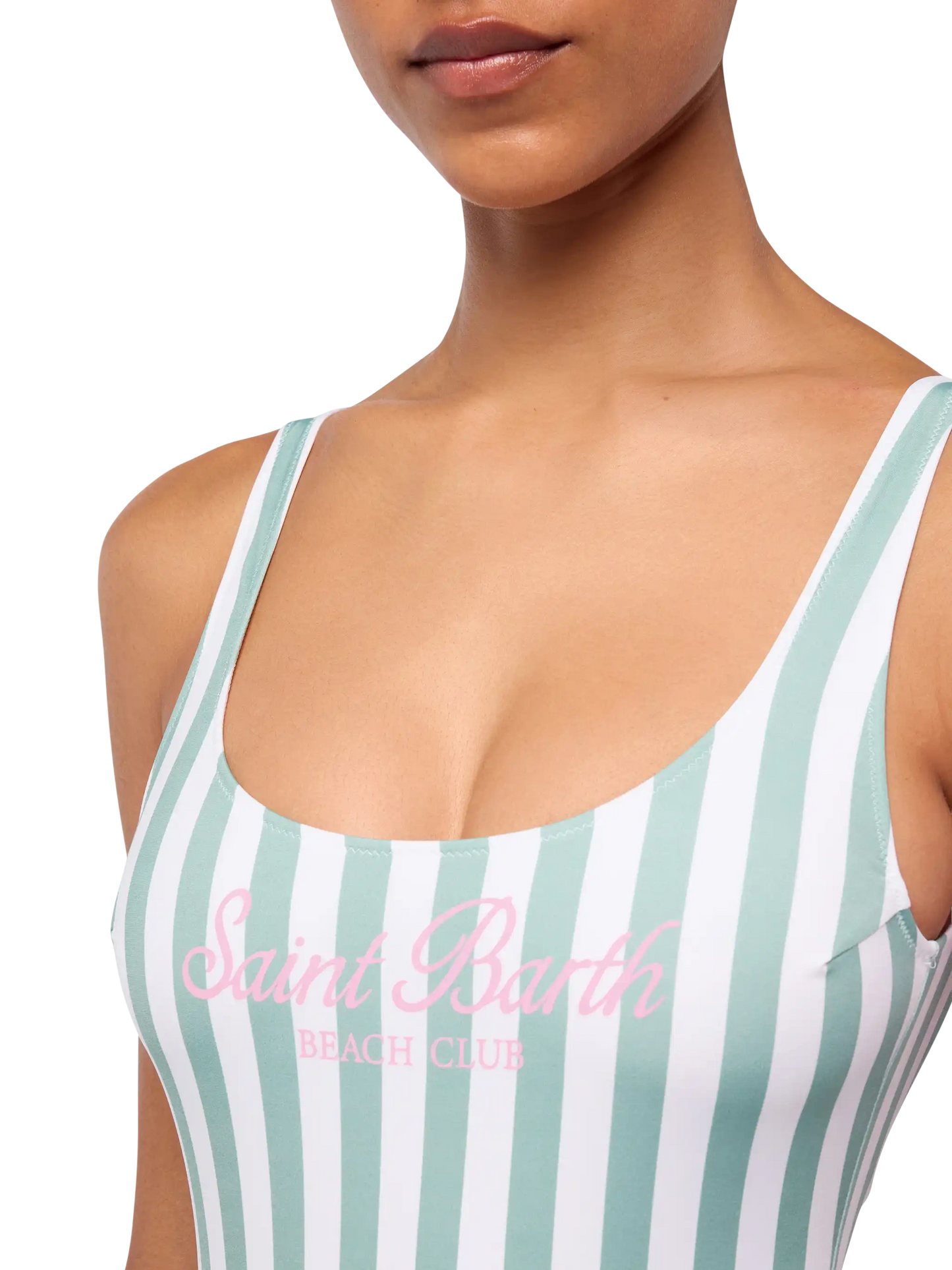 Lora scoopback one-piece swimsuit with striped print - MC2 Saint Barth