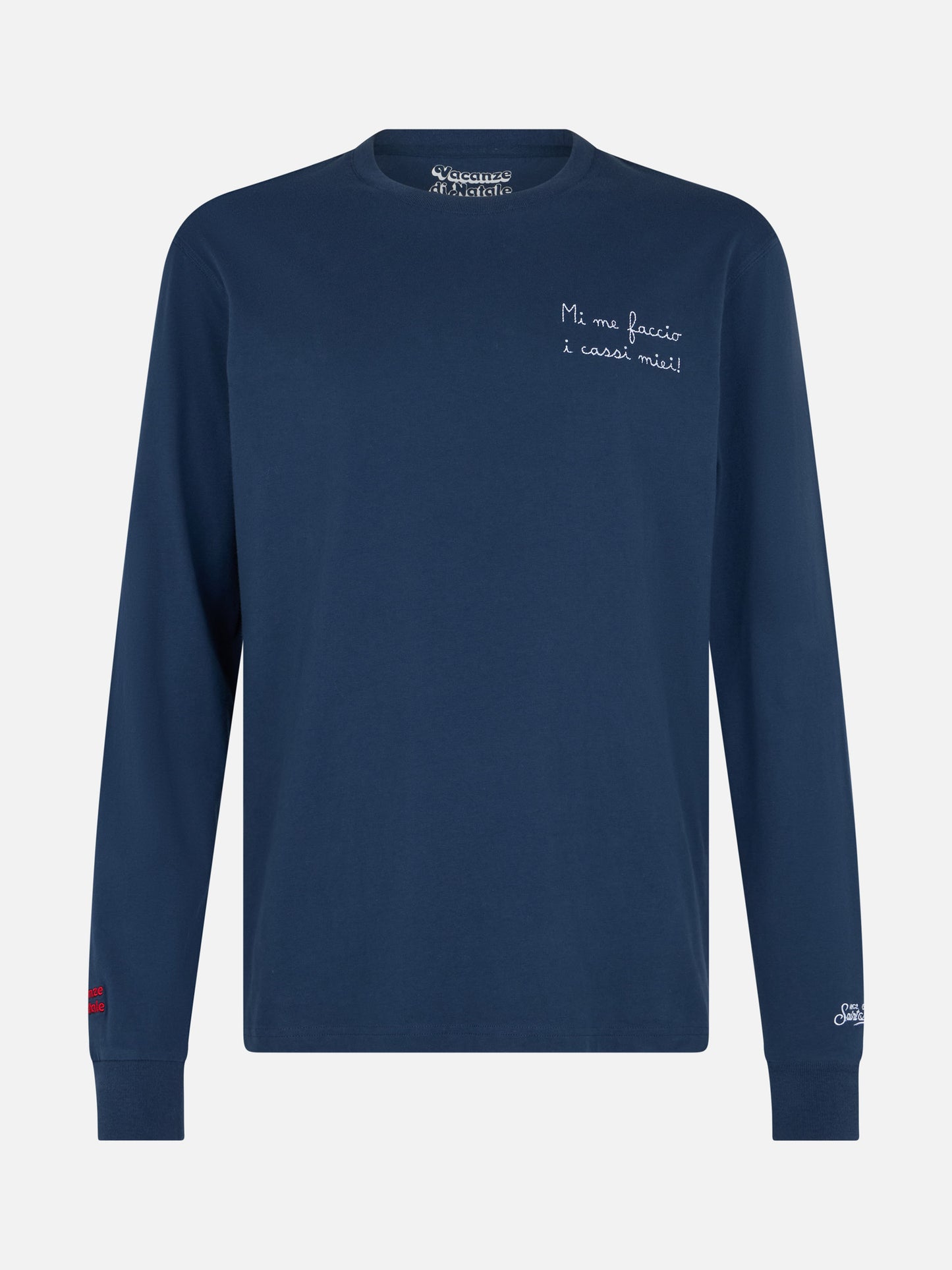 Man blue t-shirt Luton with Mi me faccio i cassi miei! embroidery | VACANZE DI NATALE SPECIAL EDITION - MC2 Saint Barth