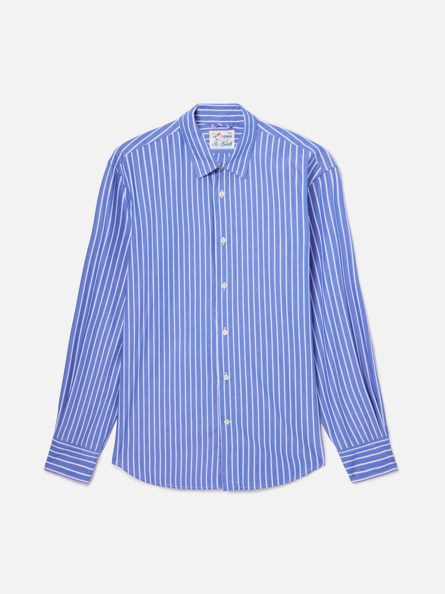 Camisa Levanzo de rayas azules en puro algodón