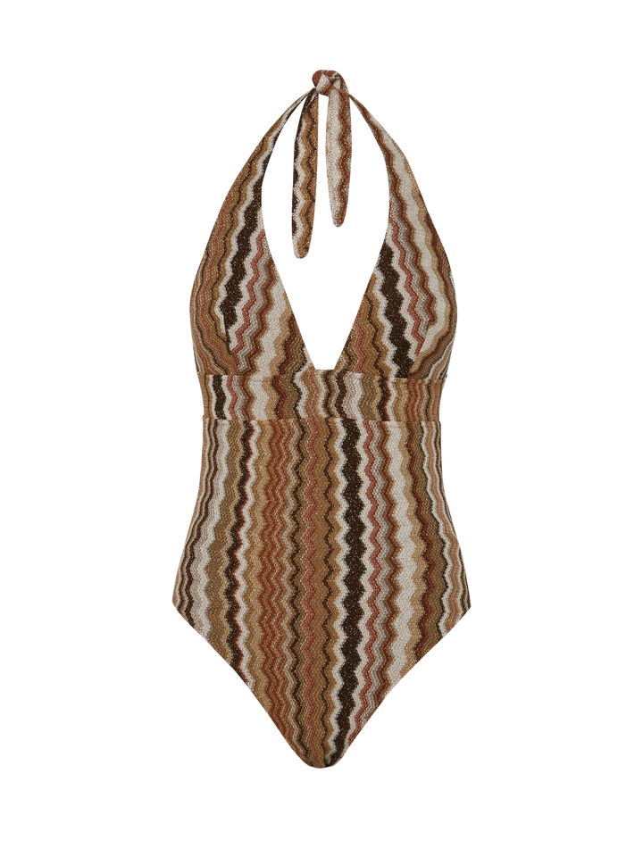 Marylin raschel chevron one-piece swimsuit - MC2 Saint Barth