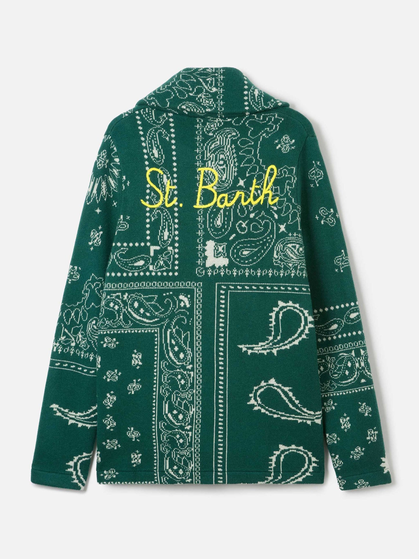 Knit jacket Max with bandana jacquard and embroidery