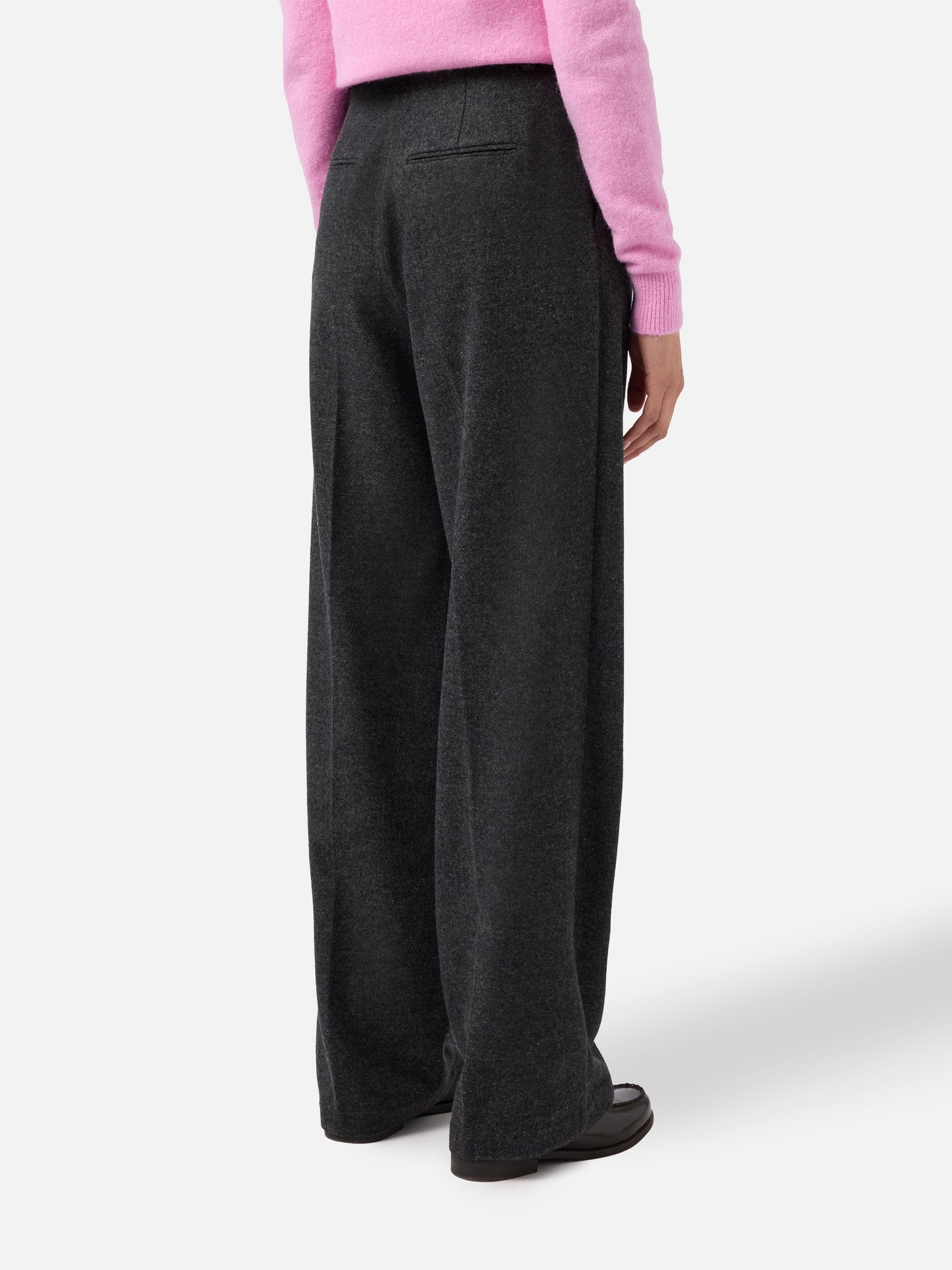 Marcel straight-leg trousers in pure wool grey melange with pleats