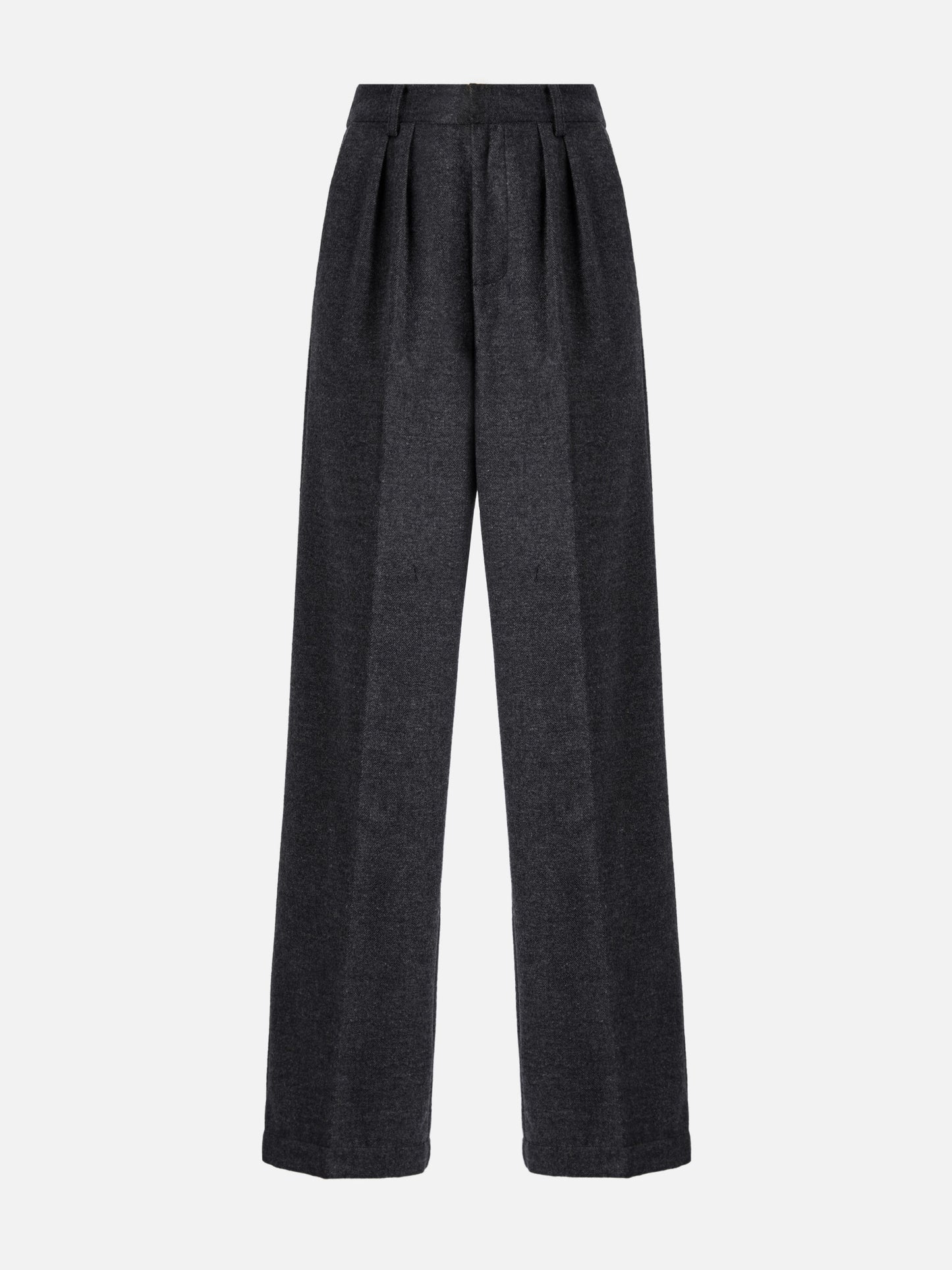 Marcel straight-leg trousers in pure wool grey melange with pleats