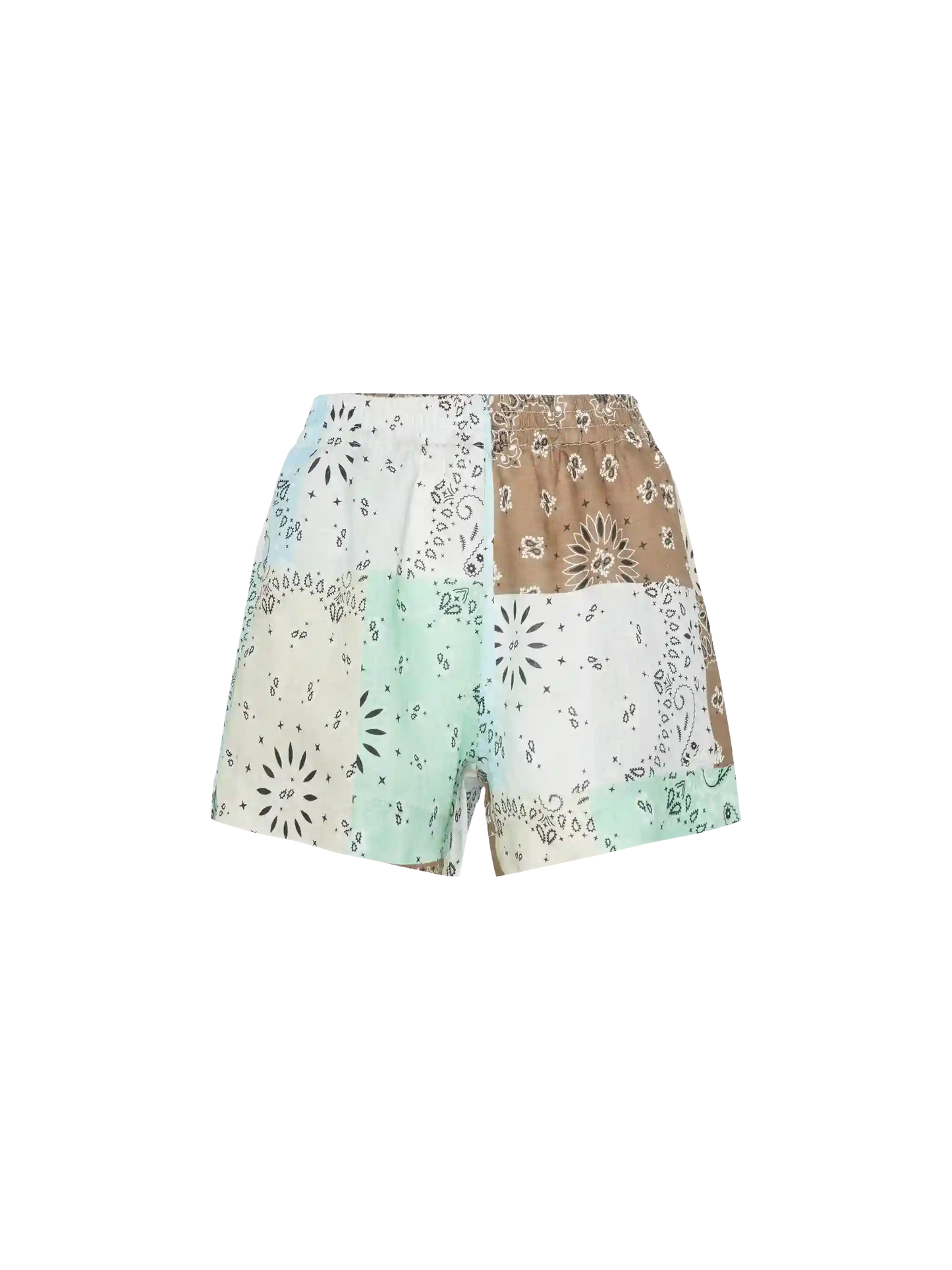 Meave linen pull up shorts with bandanna patch print - MC2 Saint Barth