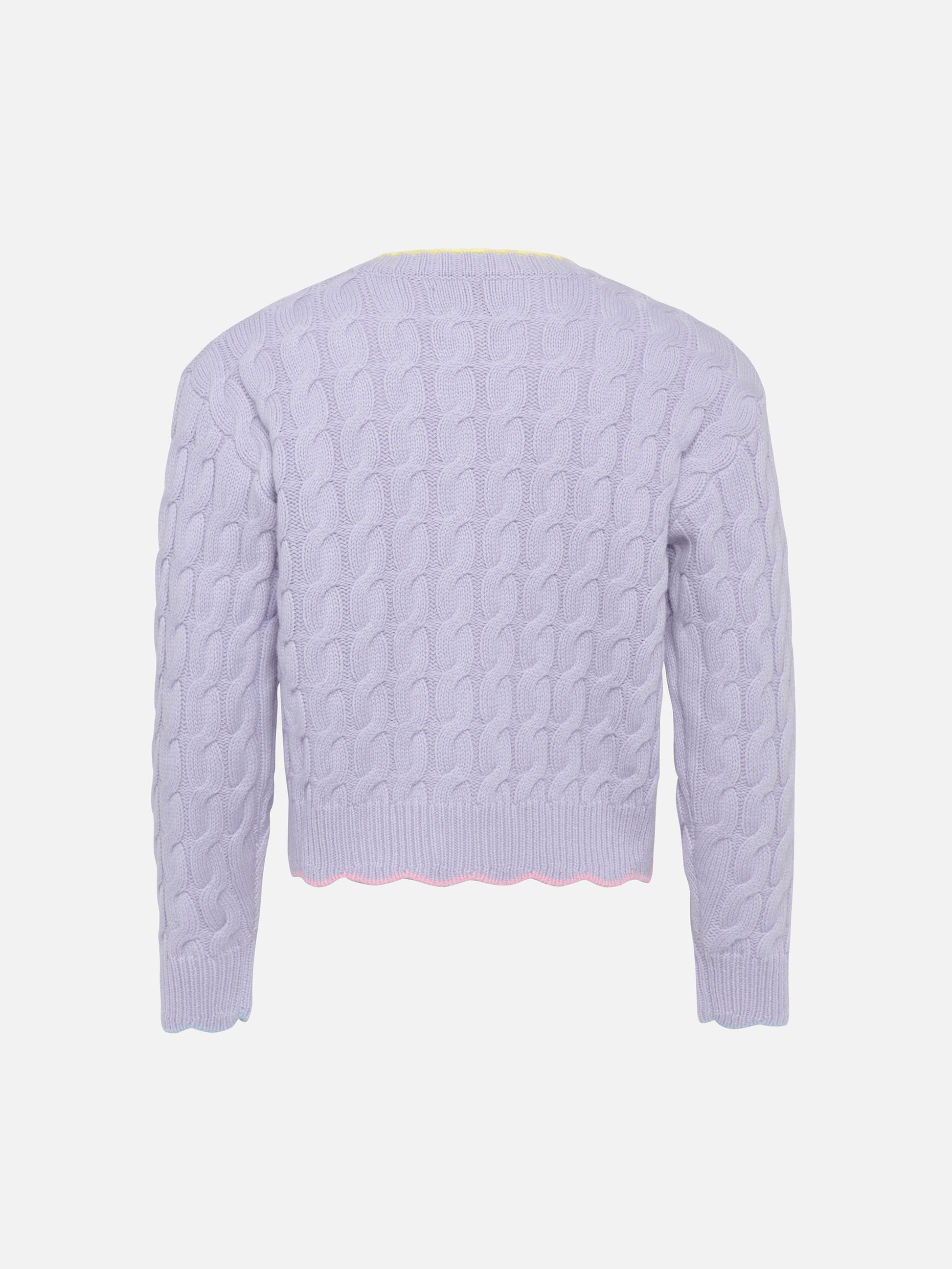 Girl lilac wavy cable knit cardigan Mallery with contrast buttons and details - MC2 Saint Barth