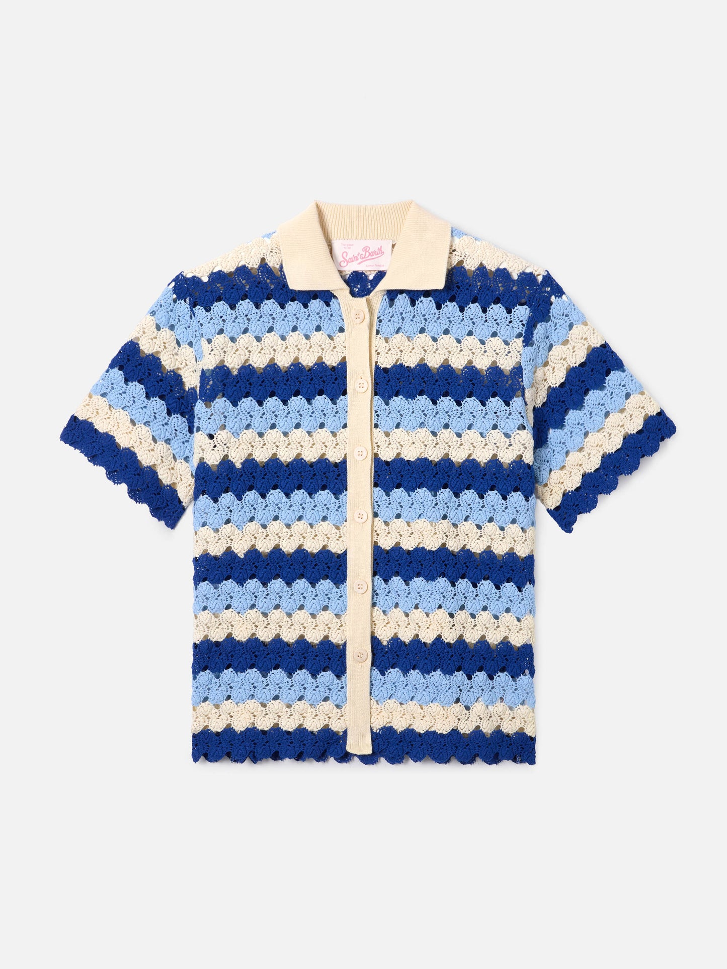 Polo in maglia Monet effetto crochet a righe