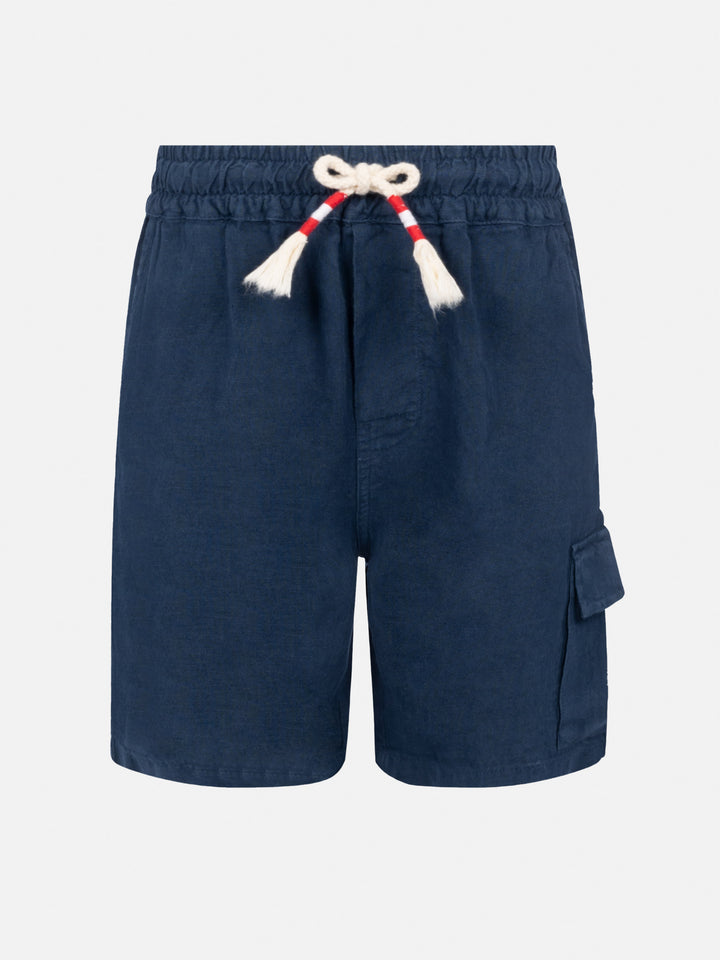 Marseille Jr navy blue linen bemuda - MC2 Saint Barth