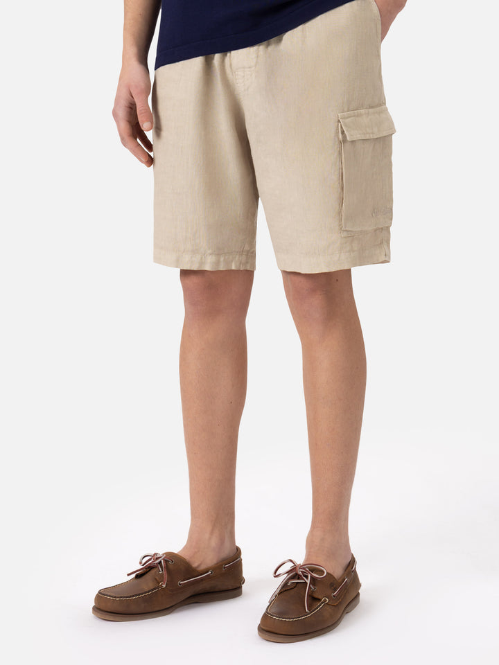 Beige Leinen-Bemuda Marseille
