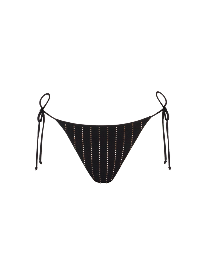 Marielle slip mare classico nero con applicazioni di strass a righe