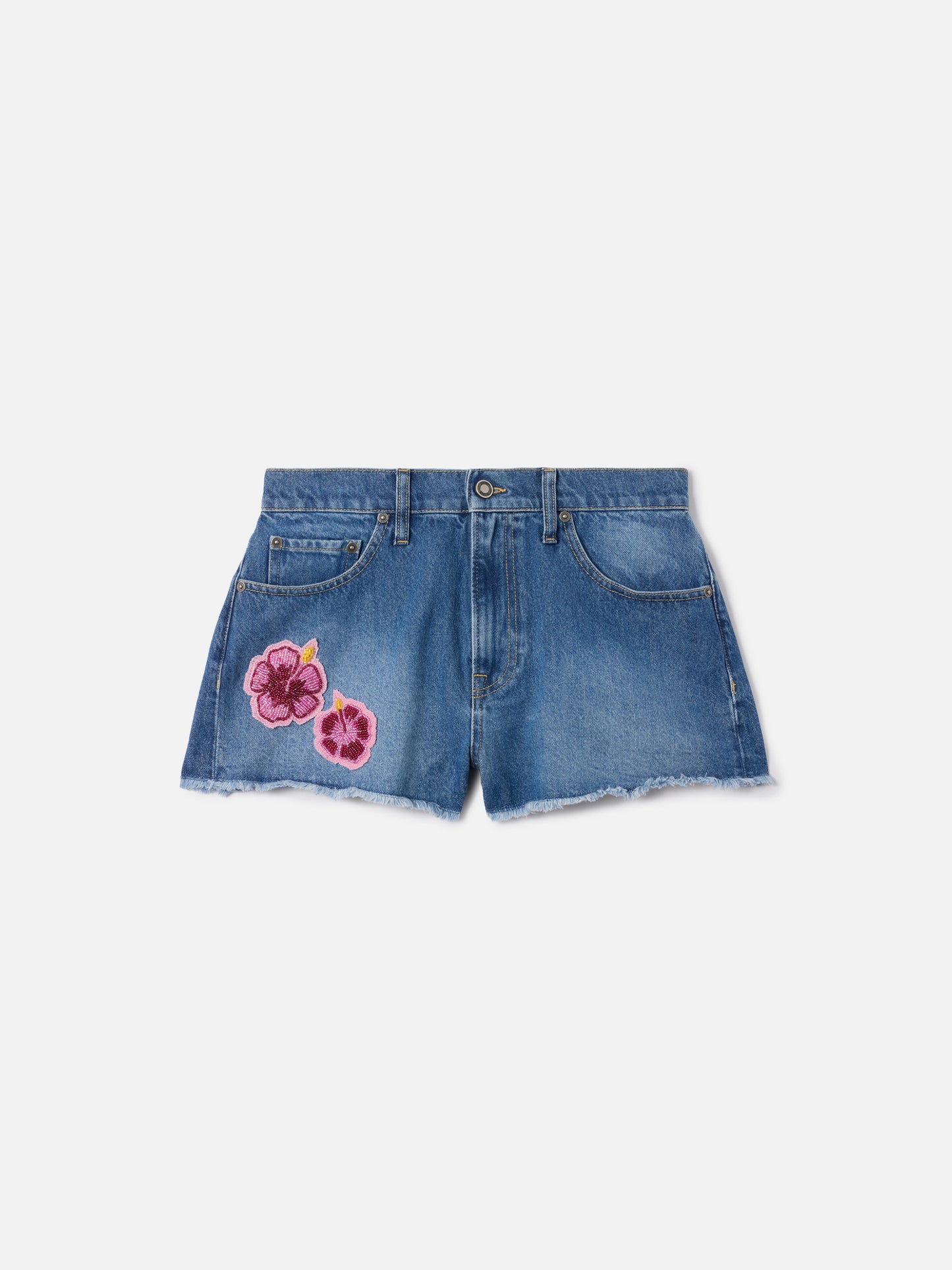 Pantalones cortos vaqueros Musa con parches florales bordados