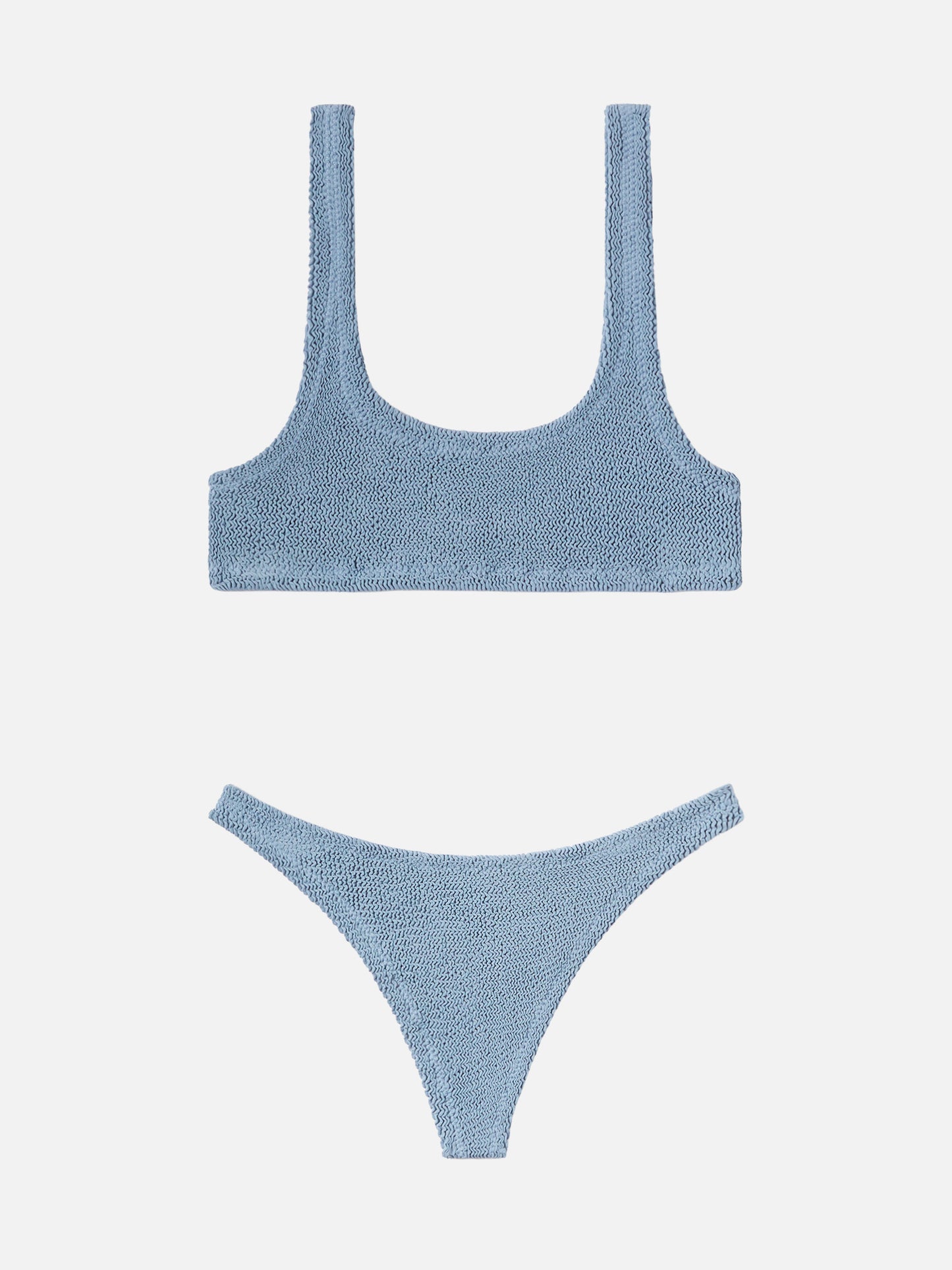 Naima Naomi crinkle bralette bikini in aviator blue