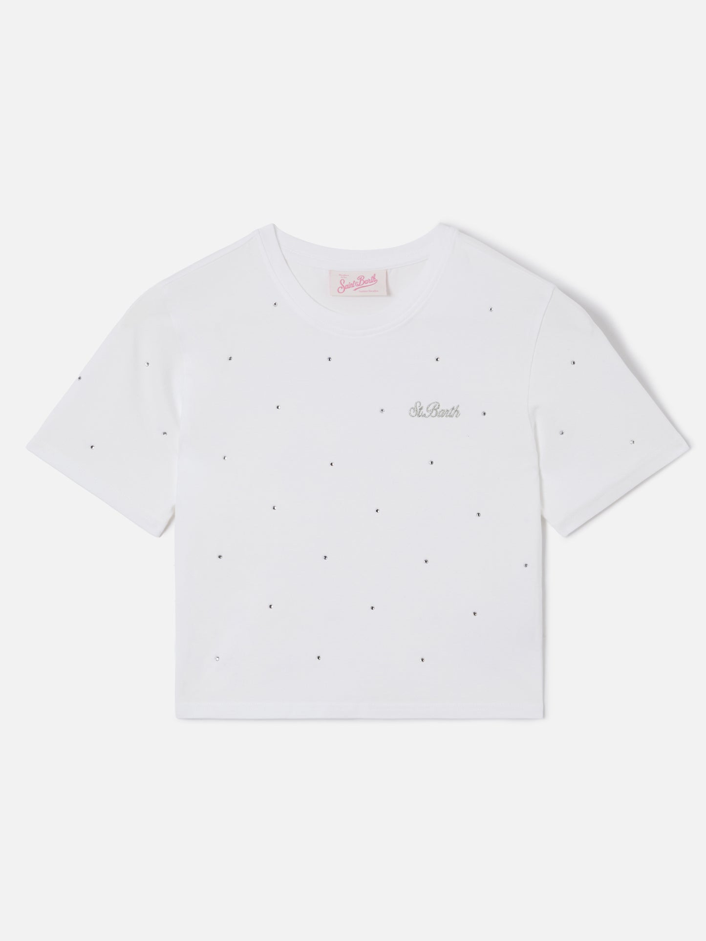 T-shirt Nives en coton blanc avec strass all-over