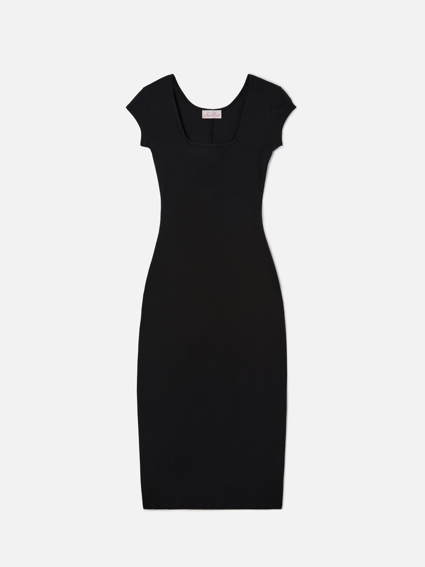 Robe longue Olimpia en tissu de coton stretch côtelé noir