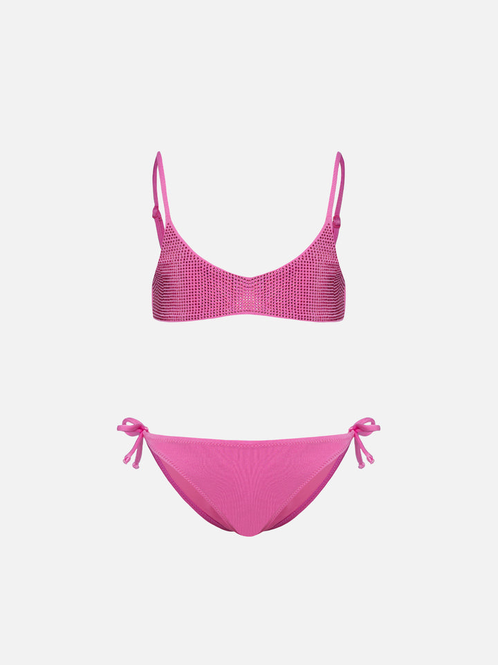 Paloma Jr pink bralette bikini with rhinestones - MC2 Saint Barth