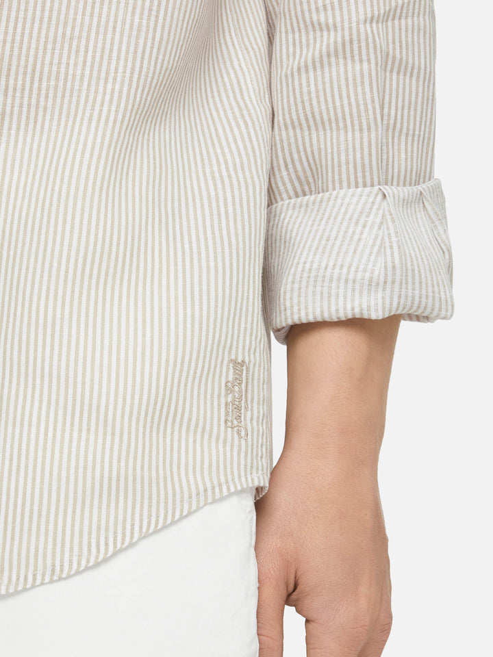 Beige striped linen shirt Pamplona - MC2 Saint Barth
