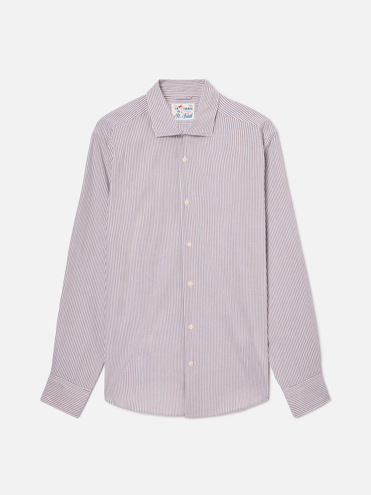 Chemise Pamplona marron à rayures en seersucker