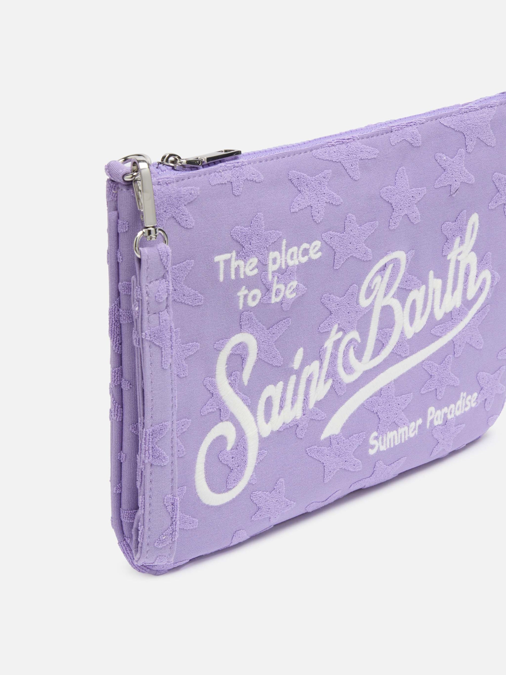 Lilac color embossed terry Parisienne Sponge pouch bag - MC2 Saint Barth