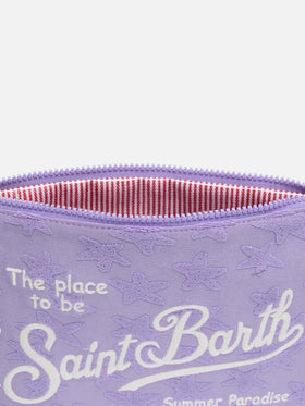 Lilac color embossed terry Parisienne Sponge pouch bag - MC2 Saint Barth