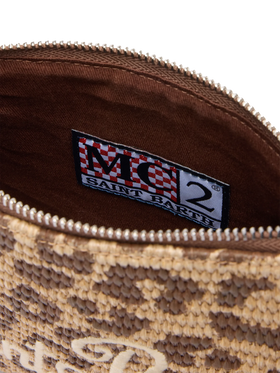 Parisienne Straw effect pouch bag with animalier print - MC2 Saint Barth