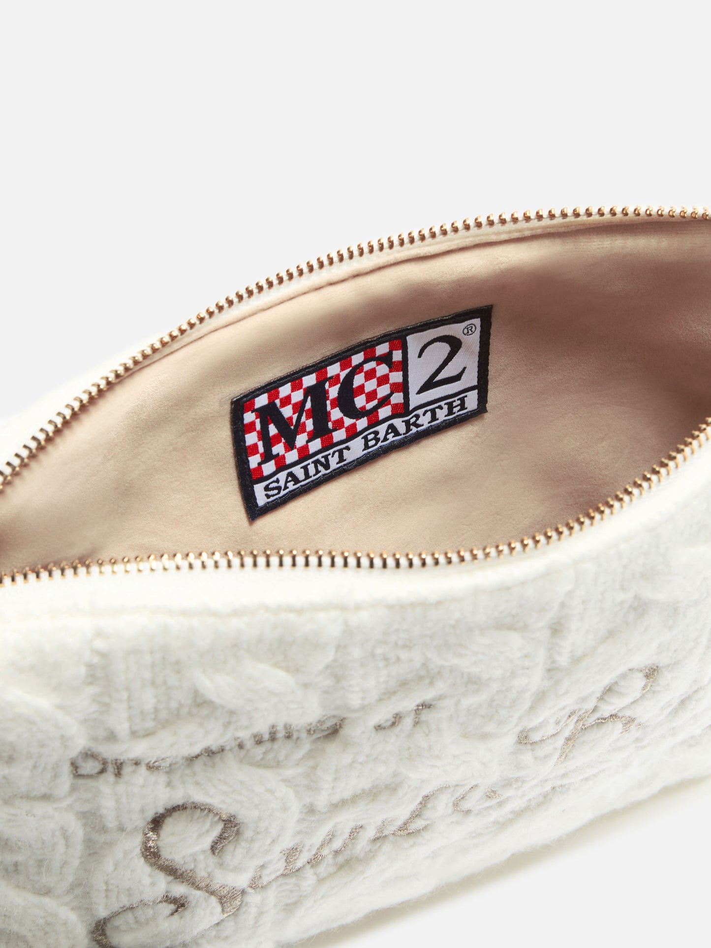 Parisienne Umhängetasche aus weißem, geflochtenem Wollmischgewebe