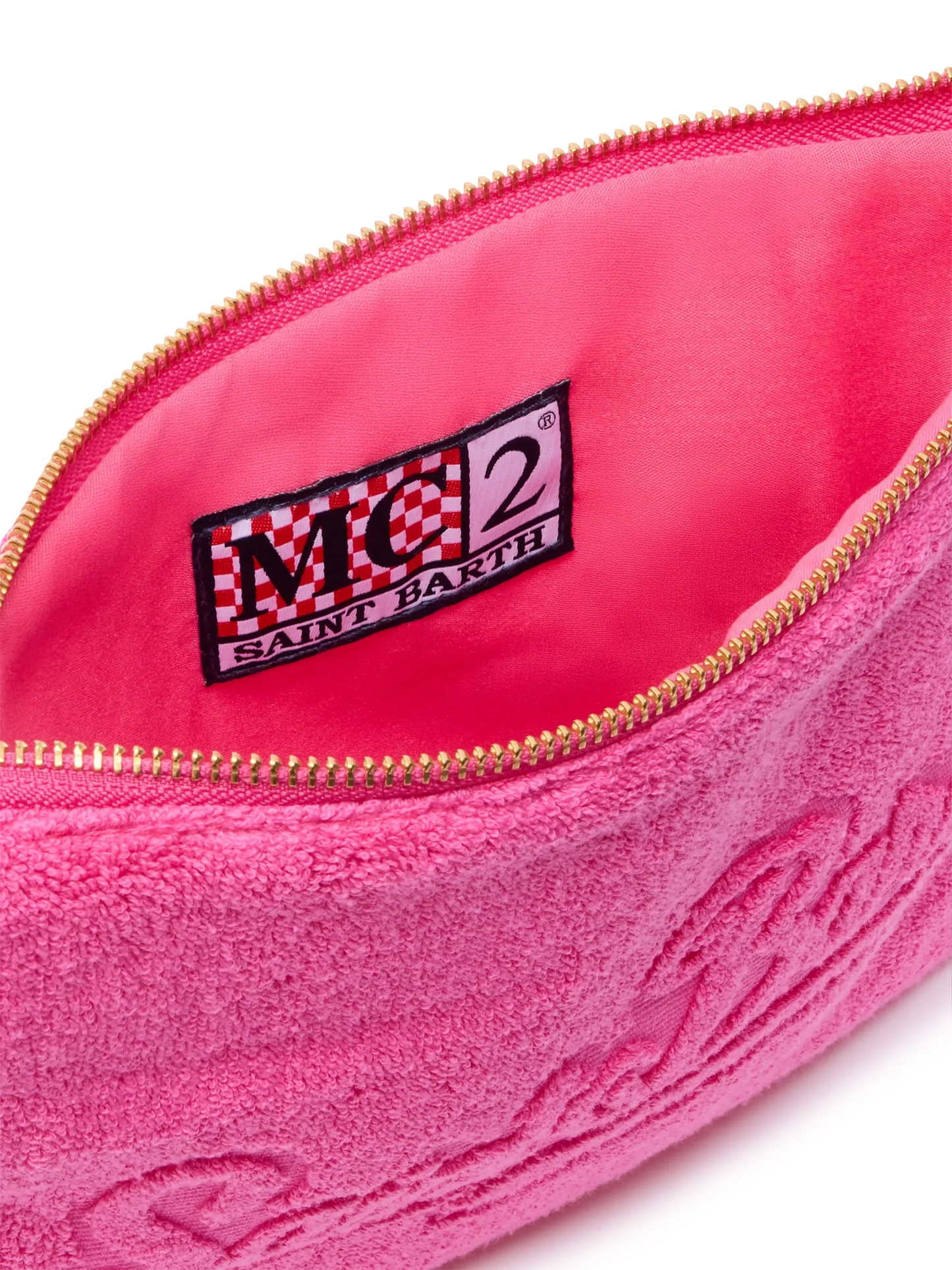 Fuchsia Pareasy pochette with jacquard Saint Barth logo - MC2 Saint Barth